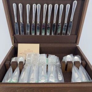 Wallace Silversmiths Heavy Silverplate Flatware Set 49pc with Wood Chest BNIB